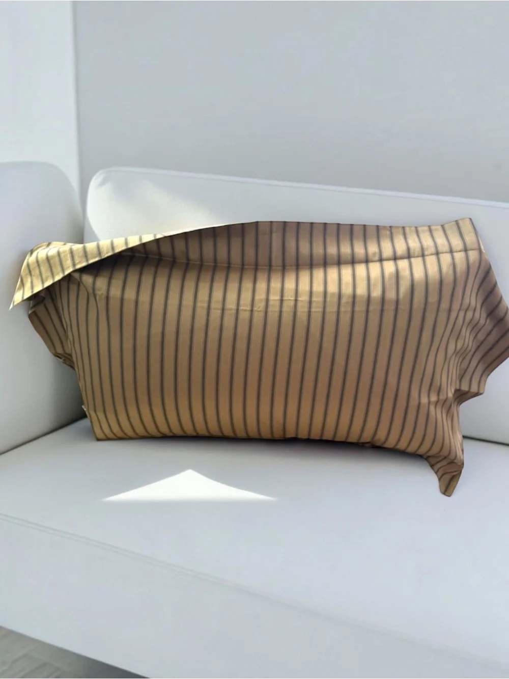 Frette King Pillowcase Gold Grey Stripe Italy